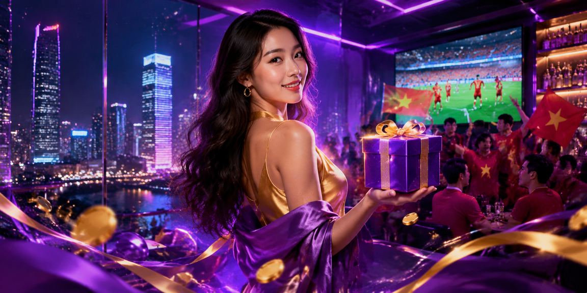 Biển hiệu neon lung linh về đêm tại Hà Nội với chủ đề thưởng hoàn tiền và giải trí trực tuyến