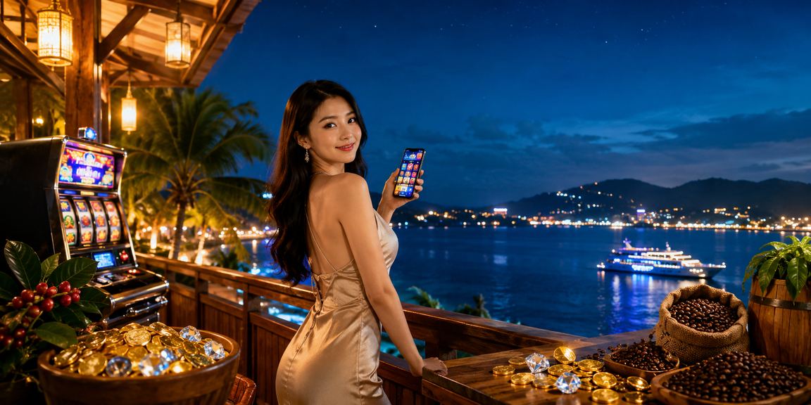 Người chơi thư giãn với cà phê Việt Nam tại Phú Quốc trong khi thưởng thức slot game trực tuyến